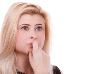 Attractive blonde woman thinking and contemplating
