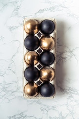 Easter decorations in the style of minimalism with golden and black eggs