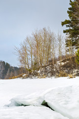 The beginning of spring on the river. Siberia, Russia