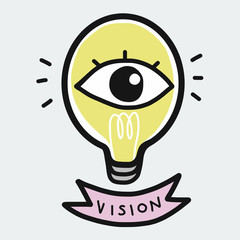 Light bulb and vision eye vector illustration, business concept