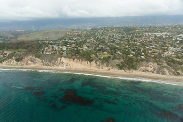 Fototapeta na wymiar Aerial helicopter shot of Santa Barbara