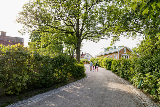 Sweden, Stockholm Archipelago, Uppland, Vaxholm, Family walking