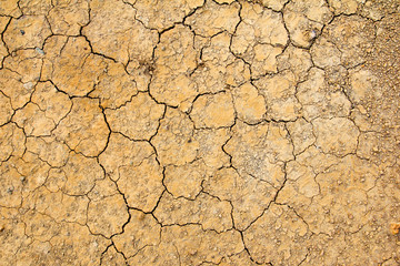 Cracked dry brown soil background, global warming effect
