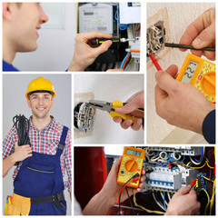 Collage for electric installation work concept