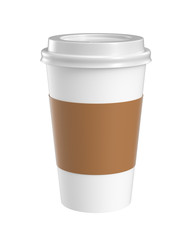 paper coffee cup isolated on white background, 3D rendering