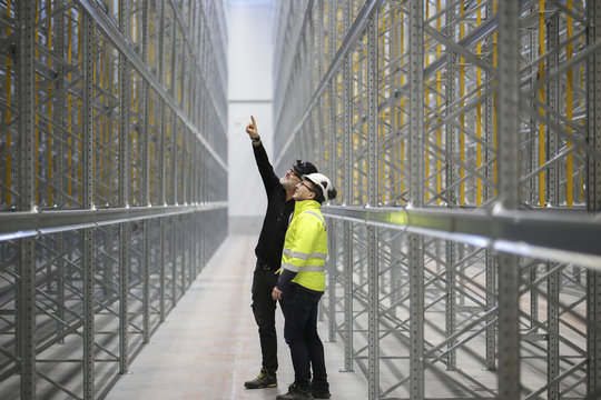 Sweden, Mature men at construction site