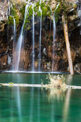 Small section of Bridal Veil Falls and pool of Hanging Lake