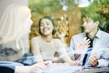Sweden, Portrait of friends talking