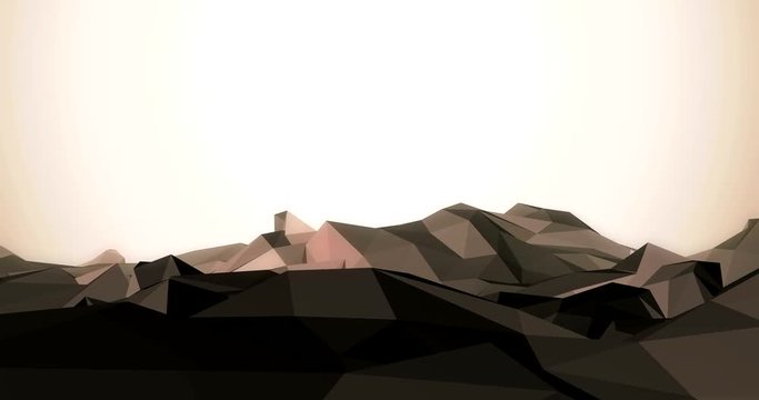Low Poly Mountain Landscape Zoom In Animated 4k Rendered Intro Video in Golden Glow