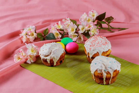 Beautiful traditional Easter cake kulich