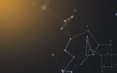 Abstract polygonal space low poly dark background, 3d rendering