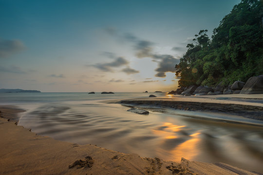 Sunset on the beach. Phang Nga Province, Thailand.