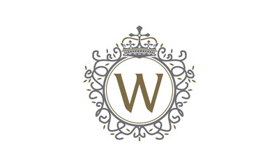 Crown Leaf Logo Initial W