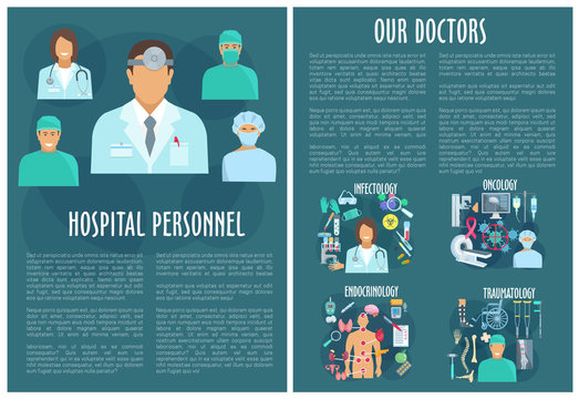 Medical personnel brochure template with doctor