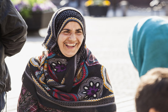 Sweden, Bleking, Solvesborg Portrait of woman wearing headscarf