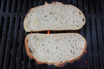 Toasting bread on a Charcoal BBQ grill