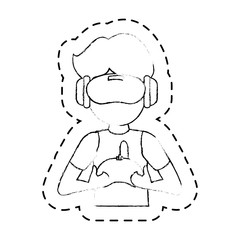 gamer with virtual reality glasses