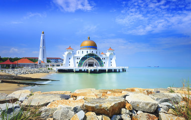 Malacca Straits Mosque ( Masjid Selat Melaka), It is a mosque located on the man-made Malacca...