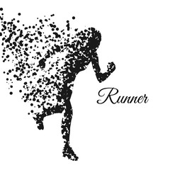 Runner woman particles distiort vector eps 10
