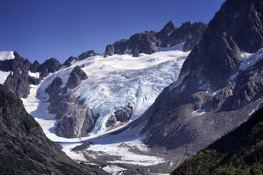 Glacier Hanging On The Kenai Mountains In Alaska