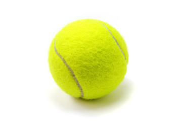 Yellow tennis ball on white background. Isolated tennis ball.