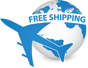 Airplane Travel Around the World Icon, Vector Illustration EPS 10.