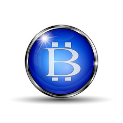The vector button with bitcoin symbol.