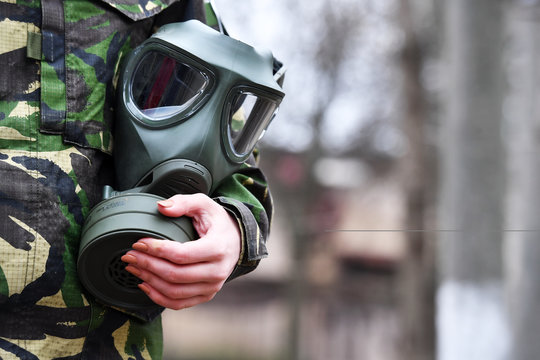 Gas Mask Protection Against A Chemical Attack
