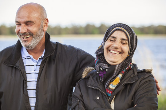 Sweden, Bleking, Solvesborg, Portrait of woman and man smiling