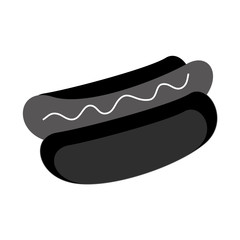 monochrome silhouette of hot dog with sauce