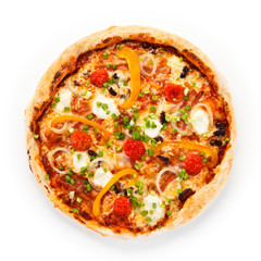 Pizza with cheese and mushrooms