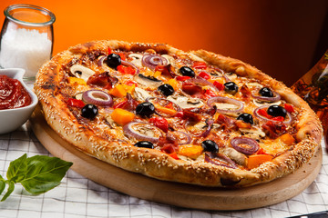 Pizza with black olives
