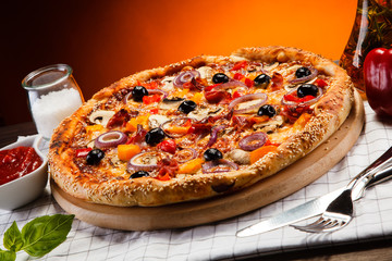 Pizza with black olives