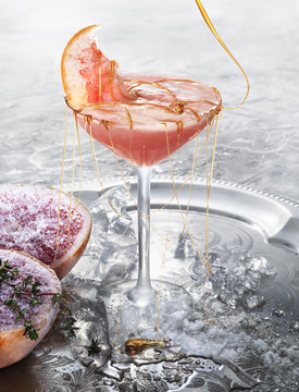 Sweden, Studio shot of pomegranate cocktail