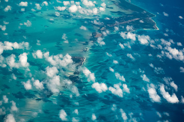 Fototapeta na wymiar Aerial shot of the tropical islands in Carribean Sea