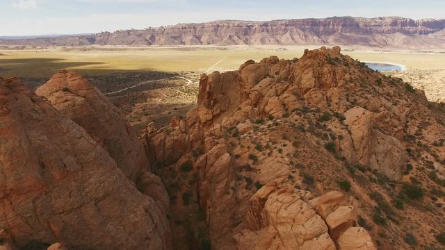 Descending drone in Moab