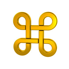 3d illustration of golden  looped square