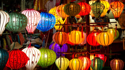 Silk Lanterns at old town shop in Hoi An, Vietnam