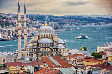 New Mosque in Istanbul Overlooking Bosphorus Strait