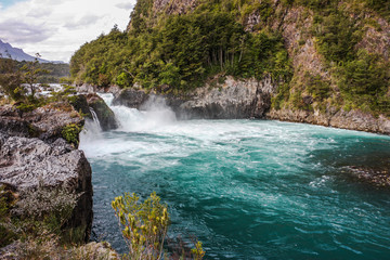 Fototapeta na wymiar Waterfall in Vicente Perez Rosales National Park, Chile