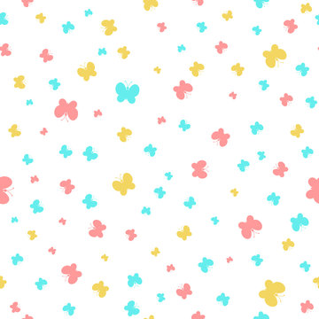 color butterflies. vector seamless pattern. simple baby background