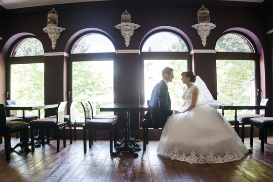 Wedding couple in interior