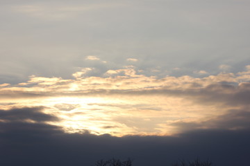 the clouds in the sky at sunset