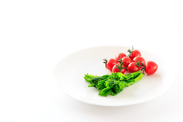 salad with boiled green rape blossoms