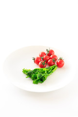 salad with boiled green rape blossoms