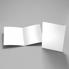 Fototapeta premium Realistic Rendering of bi-Fold A4 Brochure Mock-up on Isolated White Background, 3D Illustration.