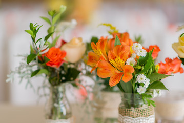Beautiful bouquet of flowers ready for the big wedding ceremony