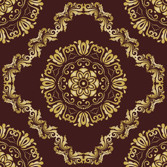 Classic seamless vector pattern. Traditional orient golden ornament. Classic vintage background