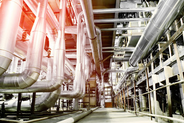 Industrial zone, Steel pipelines, valves and cables