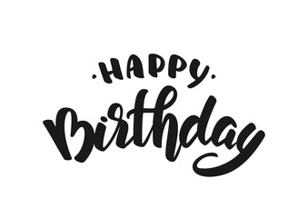 Vector illustration: Hand drawn doodle brush lettering of Happy Birthday.